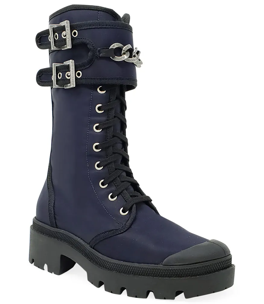 Navy Vegan Chain Boot