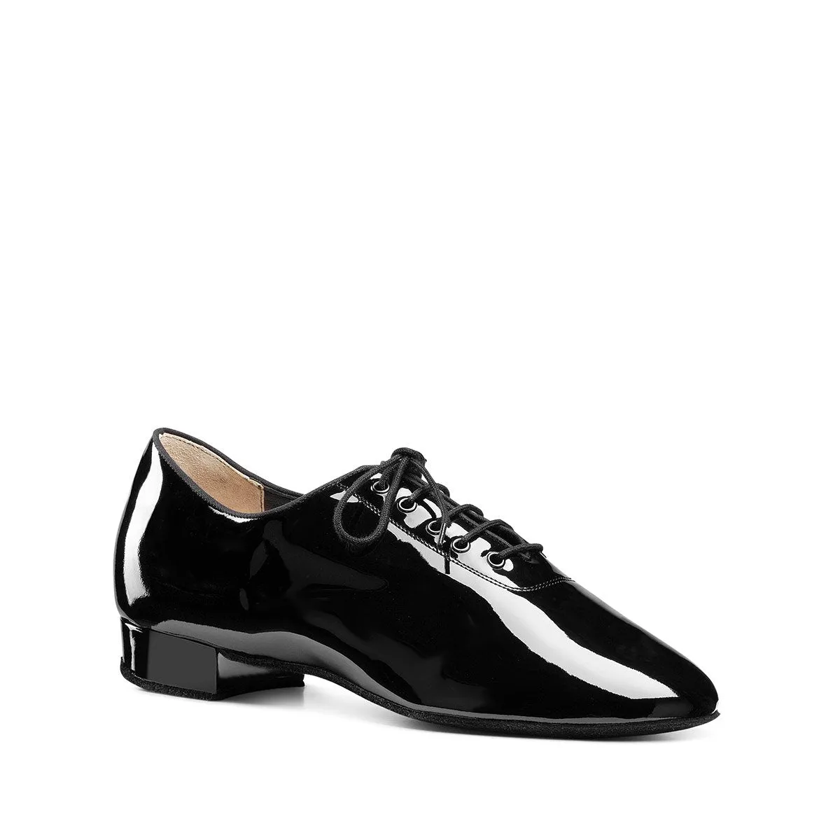 Paoul Back Whisk Men's Thin and Flexible Black Patent Ballroom Dance Shoe with Standard Heel