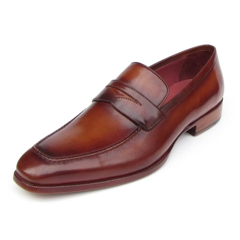 Paul Parkman Men's Penny Loafer Tobacco & Bordeaux  Shoes (ID#067-BRD)