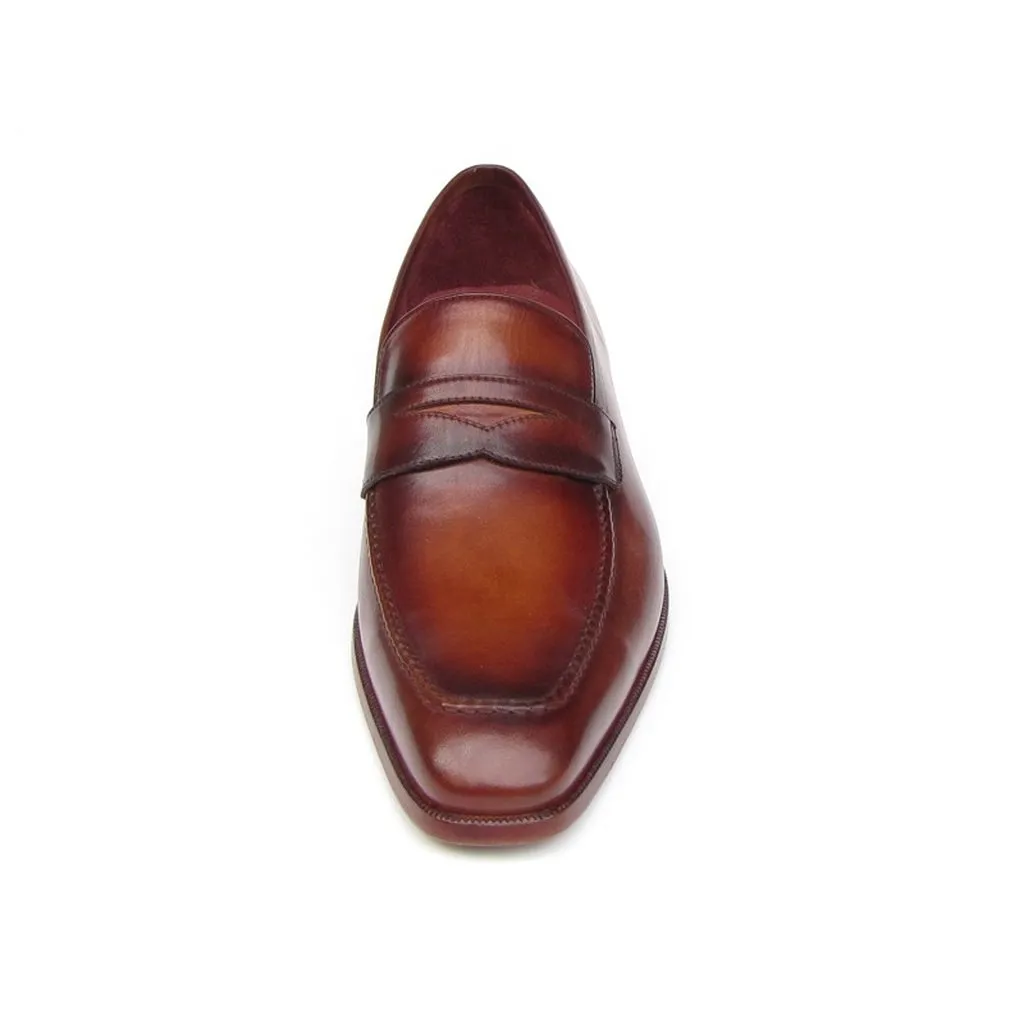 Paul Parkman Men's Penny Loafer Tobacco & Bordeaux  Shoes (ID#067-BRD)