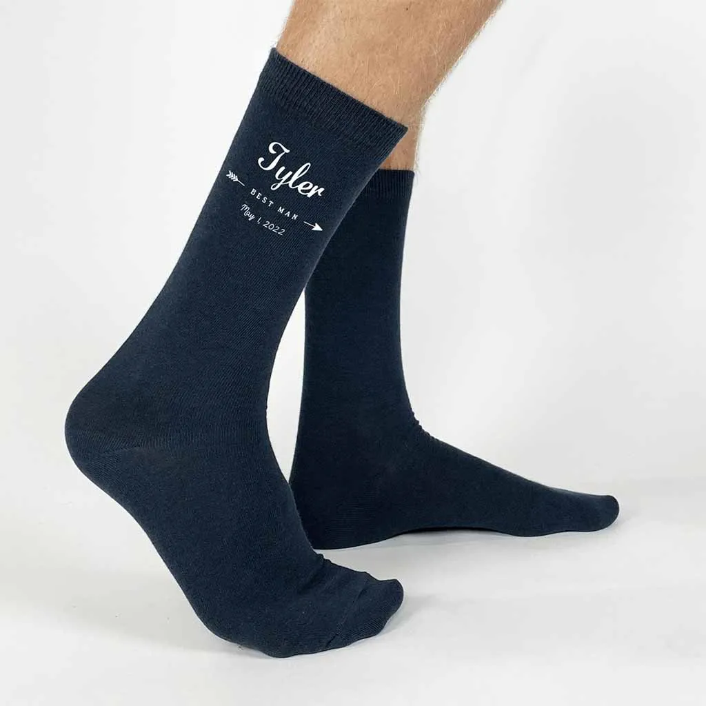Personalized Wedding Party Socks with Boho Arrow Design