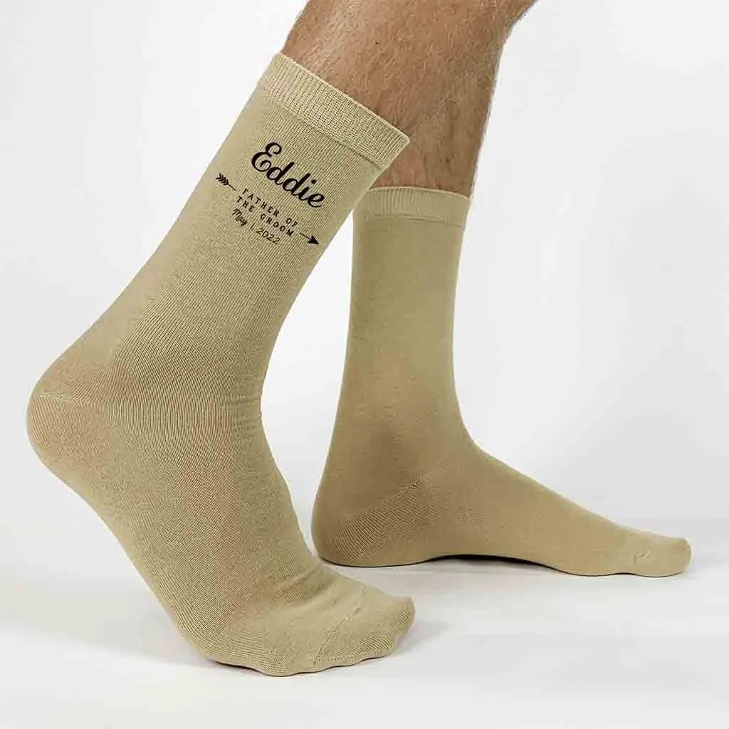 Personalized Wedding Party Socks with Boho Arrow Design