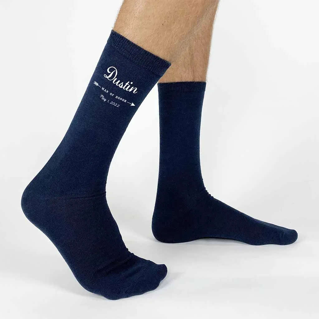 Personalized Wedding Party Socks with Boho Arrow Design