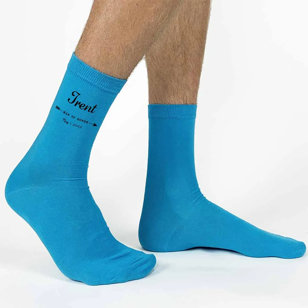 Personalized Wedding Party Socks with Boho Arrow Design