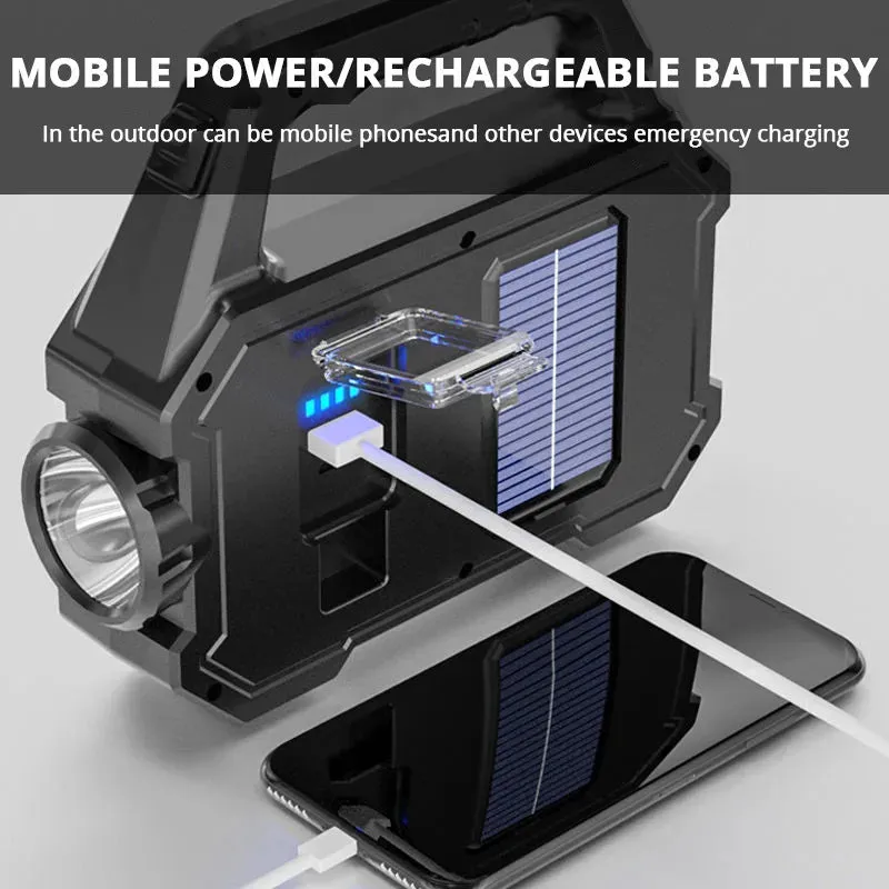 Portable Powerful Solar LED Flashlight With COB Work Lights USB Rechargeable Handheld  LED Outdoor Camping Solar Torch Light