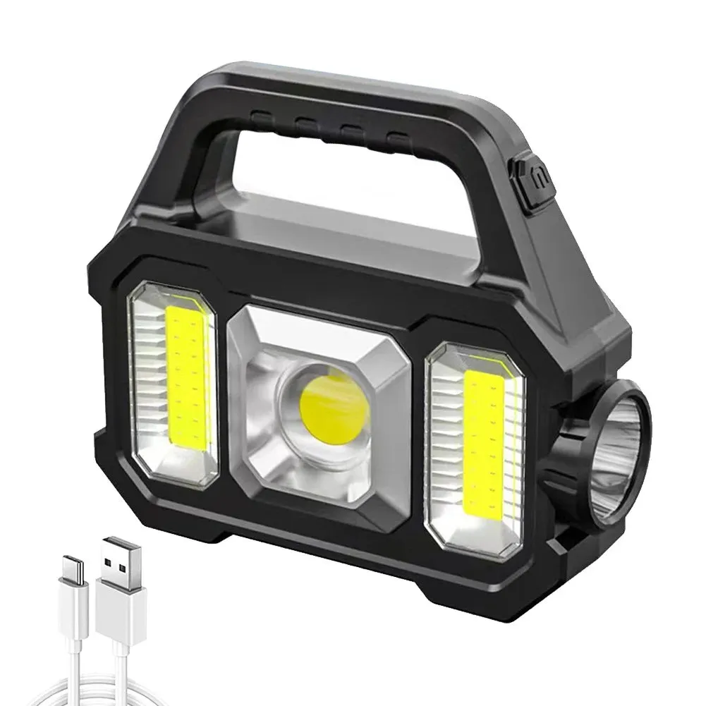 Portable Powerful Solar LED Flashlight With COB Work Lights USB Rechargeable Handheld  LED Outdoor Camping Solar Torch Light