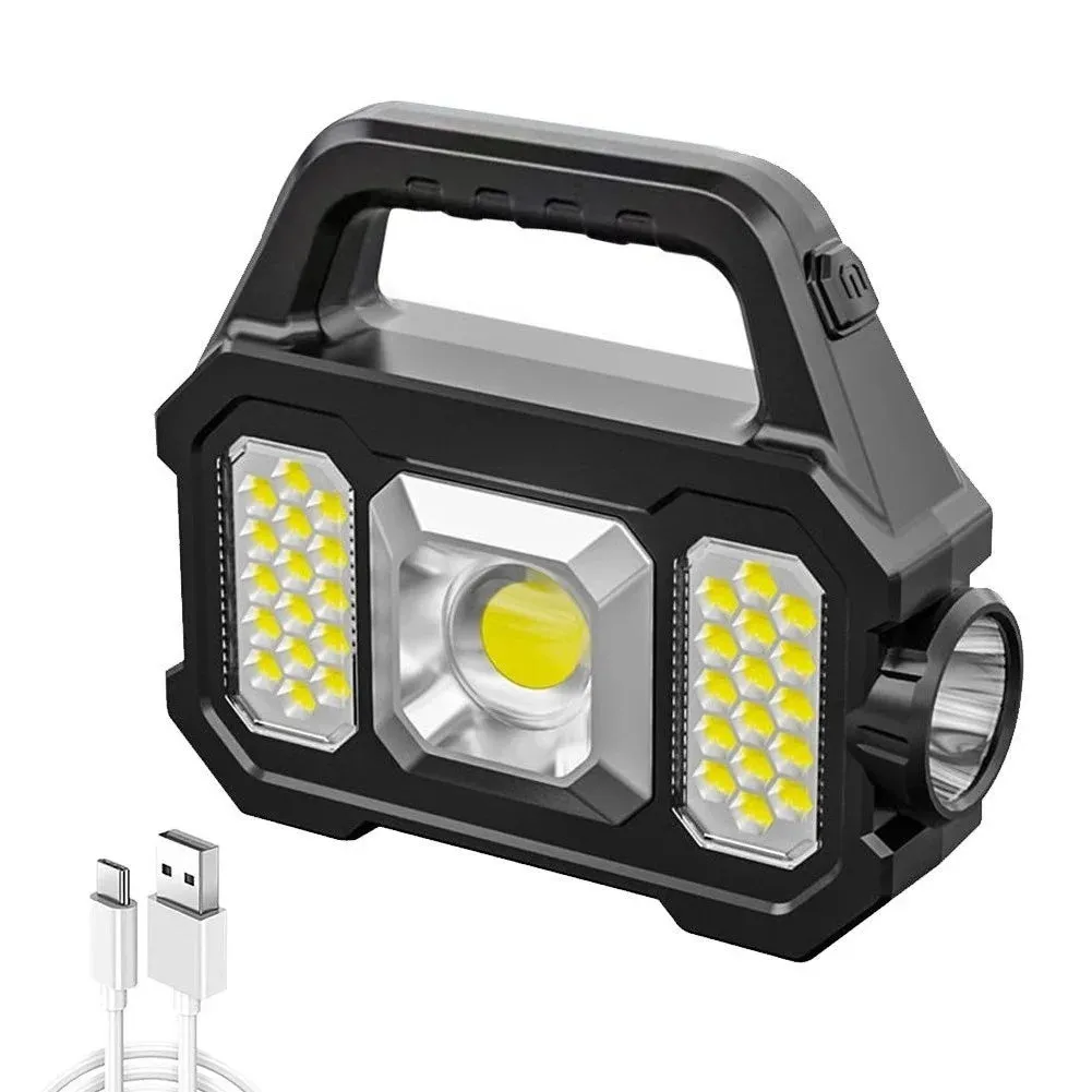 Portable Powerful Solar LED Flashlight With COB Work Lights USB Rechargeable Handheld  LED Outdoor Camping Solar Torch Light