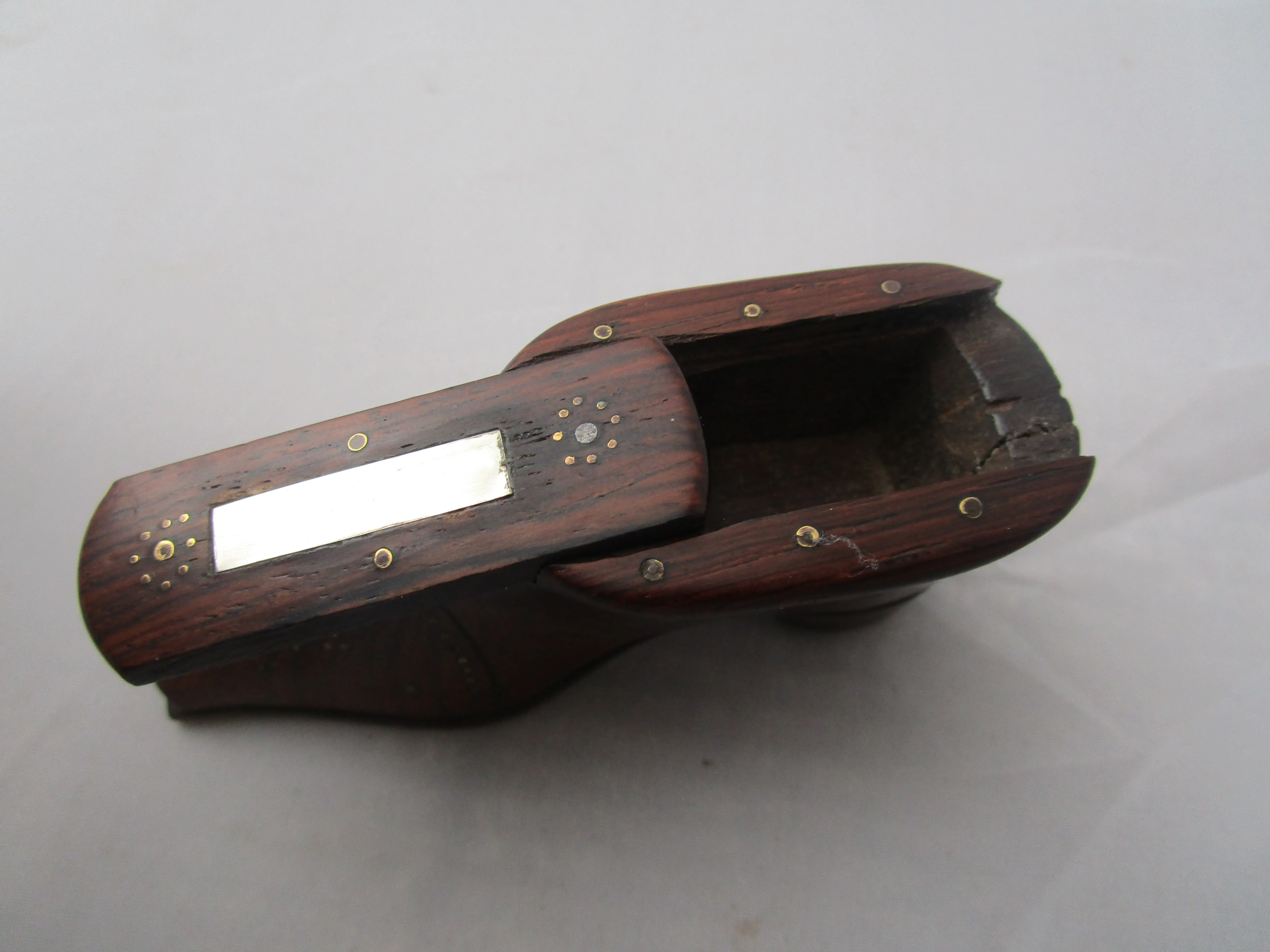 Rosewood Shoe Snuff Box Antique Victorian c1850