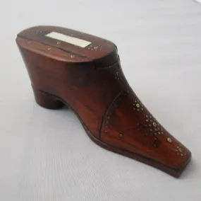 Rosewood Shoe Snuff Box Antique Victorian c1850