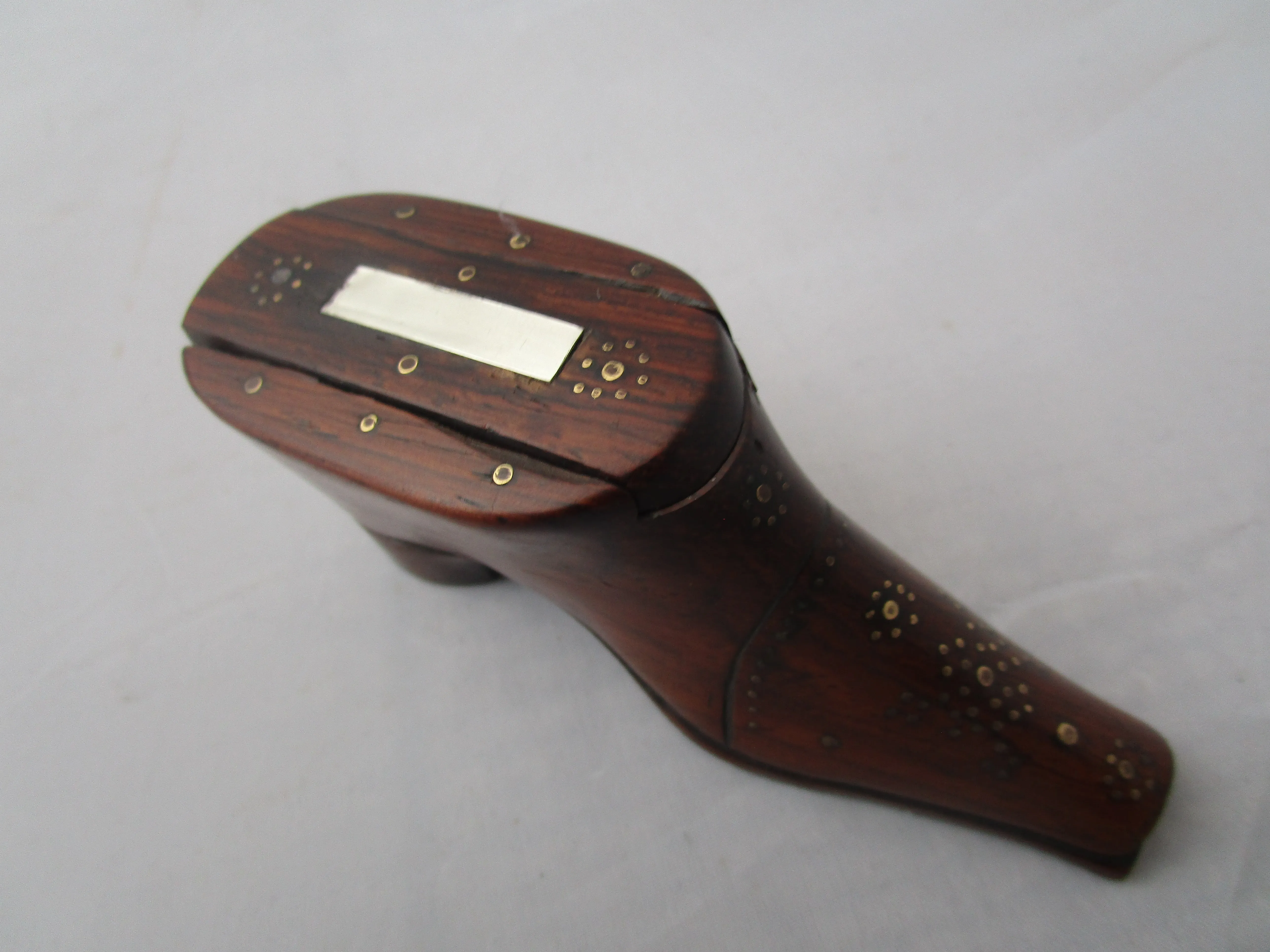 Rosewood Shoe Snuff Box Antique Victorian c1850