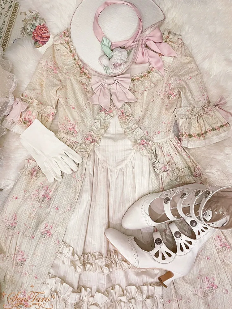 Sentaro~Floral Carved~Vintage Lolita Shoes Mary Jane Hollow-out Ankle Boots