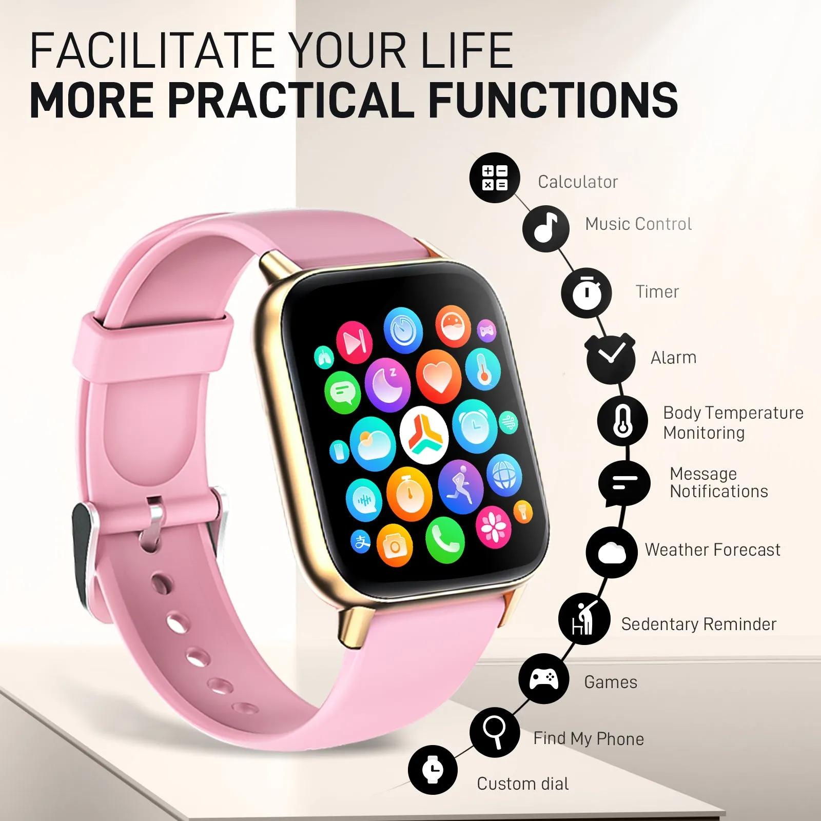 Smart Watch for Women with Call Make Receive and Text 1.83 inch HD Full Touch Screen Smartwatch for Android and iOS Phones IP67 Waterproof Fitness Tracker