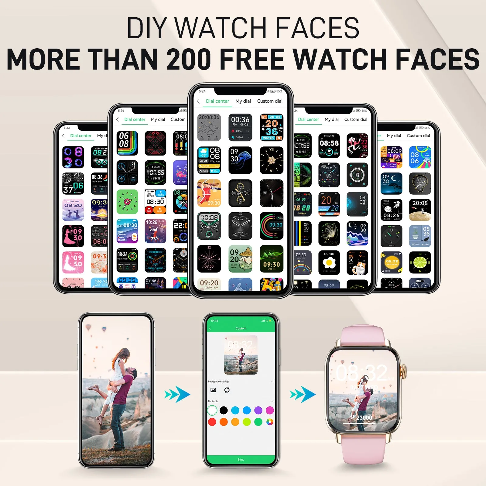 Smart Watch for Women with Call Make Receive and Text 1.83 inch HD Full Touch Screen Smartwatch for Android and iOS Phones IP67 Waterproof Fitness Tracker