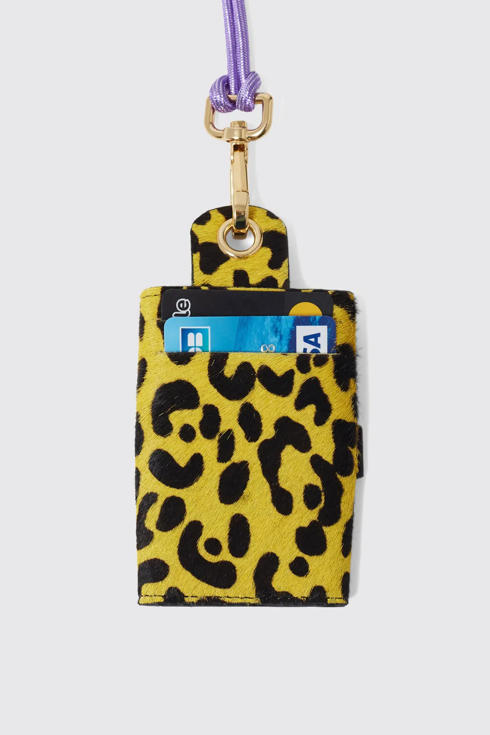 The Minis - 6 Key Holder in yellow Leopard printed leather