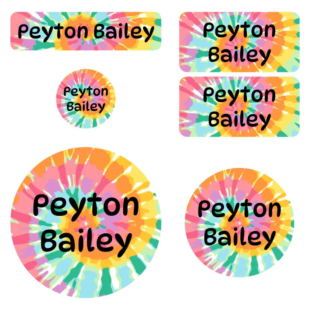 Tie-Dye Art Preschool Labels Pack