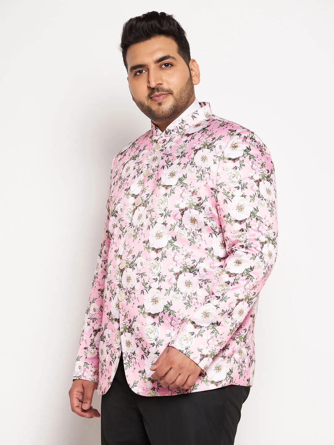 VASTRAMAY Pink Silk Blend Jodhpuri