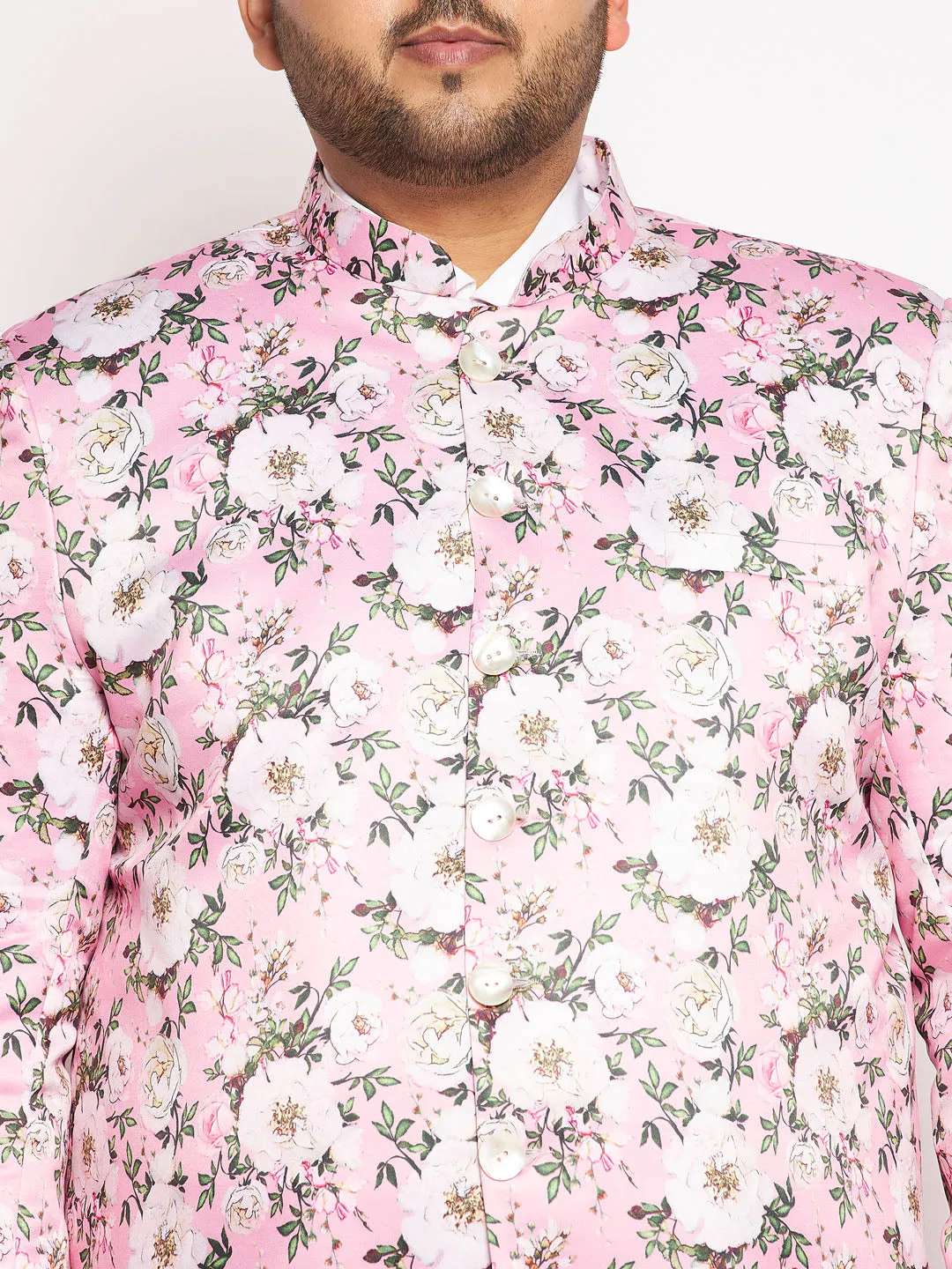 VASTRAMAY Pink Silk Blend Jodhpuri