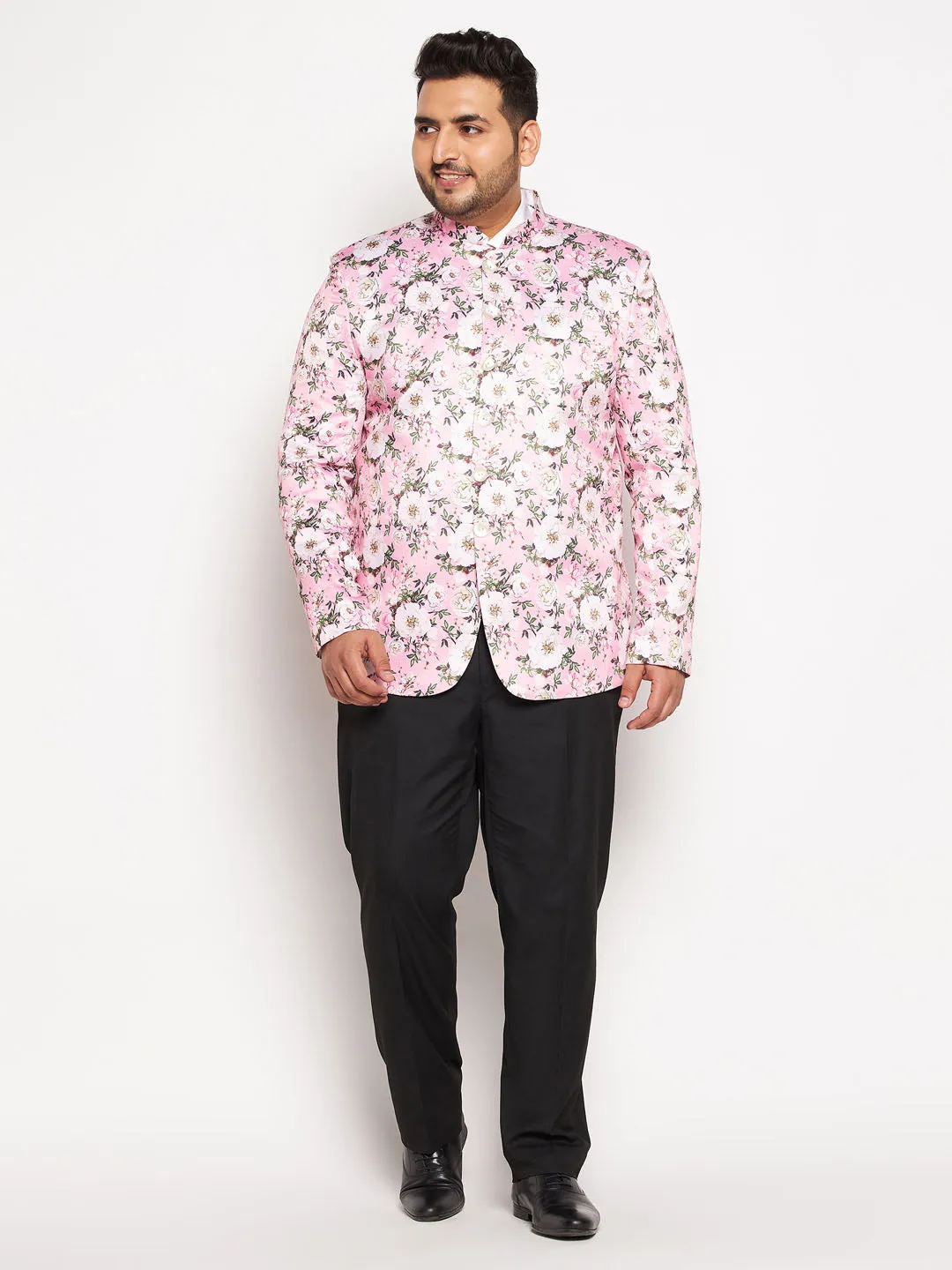 VASTRAMAY Pink Silk Blend Jodhpuri