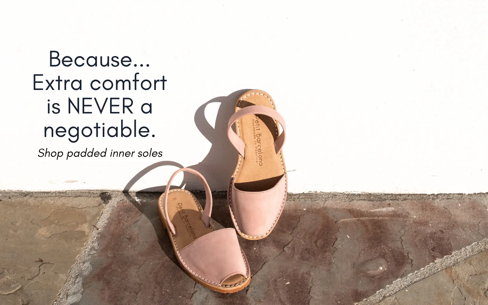 Wide Fit | Flat Avarcas | Navy Rose Gold (Padded)