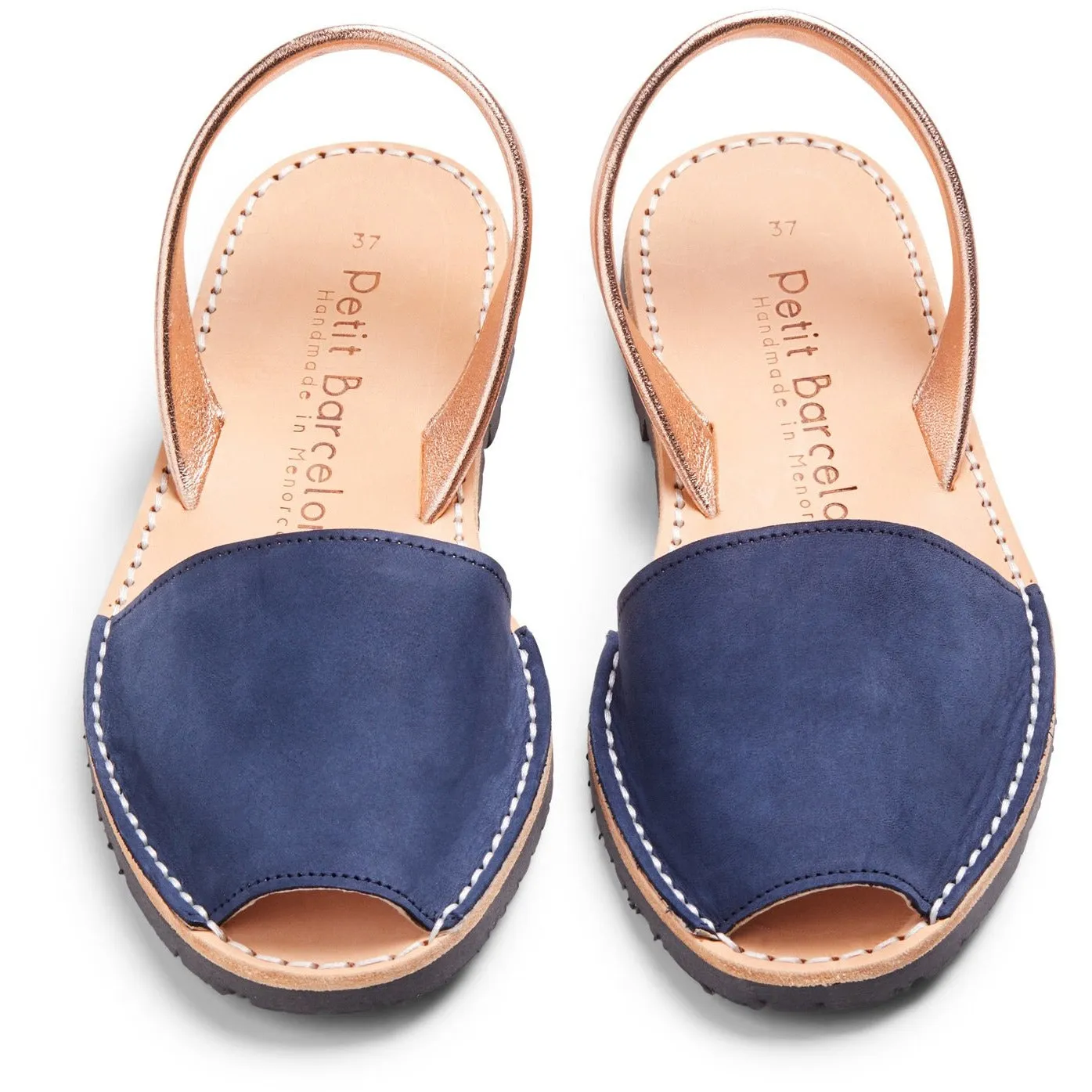 Wide Fit | Flat Avarcas | Navy Rose Gold (Padded)